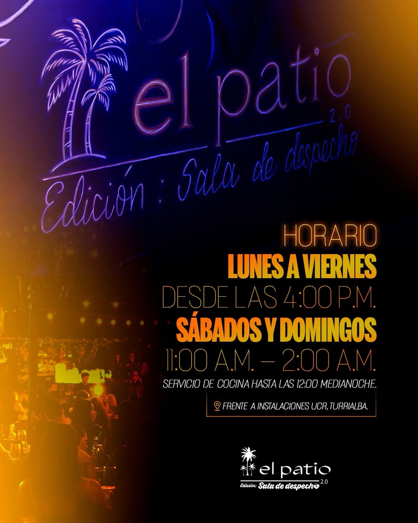 Afiche oficial del horario de El Patio